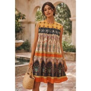 NWT Anthropologie Conditions Apply Ivy Shift BOHO Multicolor Mini Dress Size